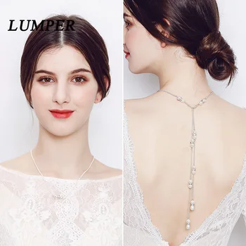 LUMPER Fundal Cristal Colier Pentru Femei Perle Colier de Lanț de Vară Rochie de Nunta de Decorare Bijuterii Mireasa Bridesmaid08