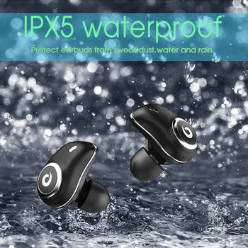IPUDIS TWS Mini Cască Bluetooth Gemeni Wireless Căști Sport rezistent la apa IPX5 Pavilioane Touch Control 2000mAh Charing telefon