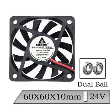 1buc Gdstime DC 24V 60mm 60x60x10mm Dual Ball Bearing Calculator Racirea CPU Fan 6cm 2Pin fără Perii Cooler Ventilator