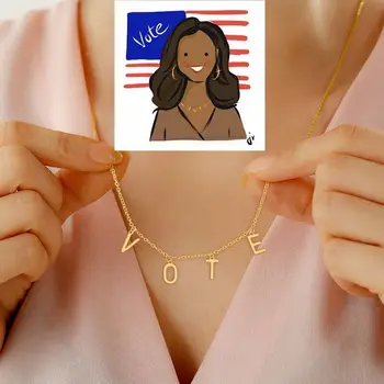 2020 Cazador Fosta Prima Doamna A SUA, Michelle Obama Poartă Același VOT Colier Bijuterii de Libertate Egalitate din Oțel Inoxidabil