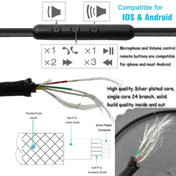 Poyatu Cablu Cablu Audio pentru Skullcandy Hesh 2.0 Concasor Bluetooth Pisa Căști Cablu cu Microfon pentru iPhone Samsung Android