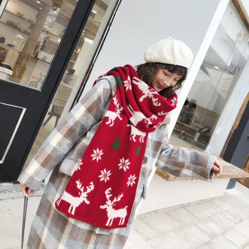 2020 Crăciun eșarfă cerb de sex feminin iarna tricotat cald all-meci Japoneză șal cuplu de bărbați și femei, cadou de Crăciun eșarfă noi