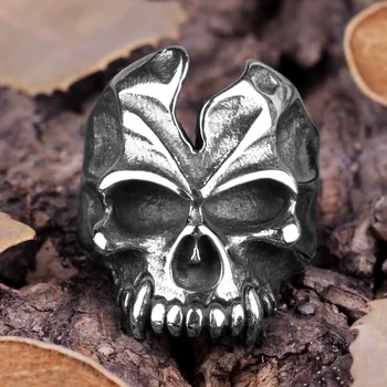 Din Oțel inoxidabil Bărbați Inele Dominator Diavolul Dinte Craniu Punk Rock Gotic pentru Motociclist de sex Masculin Băiat de Bijuterii Creativitate Cadou en-Gros
