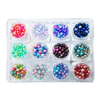 1 Cutie cu 12 Culori Farmece Gradient de Perle Rotunde Strălucitoare 3D Nail Art Margele Meserii DIY Decoratiuni Instrument de Luare Accesorii