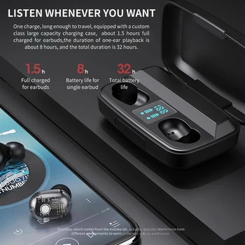 TWS Bluetooth 5.0 Căști fără Fir, Căști HiFi 9D Stereo Sport rezistent la apa Căști Căști Pentru iPhone 12 Huawei Android