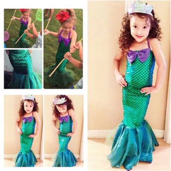Copil drăguț Copii Ariel Sequin Rochie de Sirenă Fată Printesa Rochie de Petrecere de Lux Cosplay Costum de Haine 3-12Y