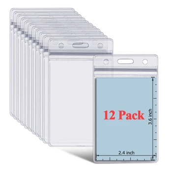 12 Pack 3.5x2.25 Inch din material Plastic rezistent la ID Insigna Titularii Verticale Suspendate Numele Deținătorului de Card