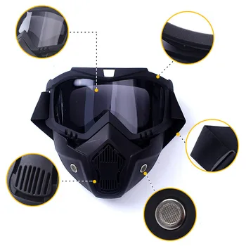 Masca de protectie Pentru Echitatie, Schi HD Ochelari de Vânt Praf UV-proof Impermeabil Fata Complet Capacul