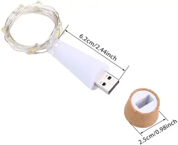 USB Reîncărcabilă 2m 20 LED-Dop Sticla de Fairy Lumina Cupru pentru Dormitor Acasă Petrecere de Nunta de Crăciun, Decorațiuni Interioare Șir Lampa
