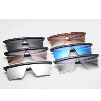 Supradimensionat ochelari de Soare Patrati Femei 2020 de Lux Brand de Moda Top Plat Albastru Oglinda-O singură Bucată Bărbați Gafas Umbra Oglindă UV400