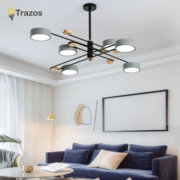 TRAZOS 220V LED Lustre Cu Abajur Acrilic Pentru Dormitor din Lemn Rotund de Tavan din lemn, Camerele de Corpuri de Iluminat