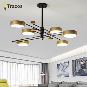 TRAZOS 220V LED Lustre Cu Abajur Acrilic Pentru Dormitor din Lemn Rotund de Tavan din lemn, Camerele de Corpuri de Iluminat